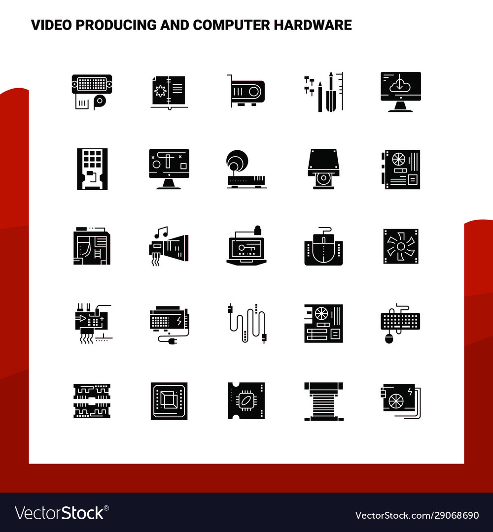 25 video producing and computer hardware icon set