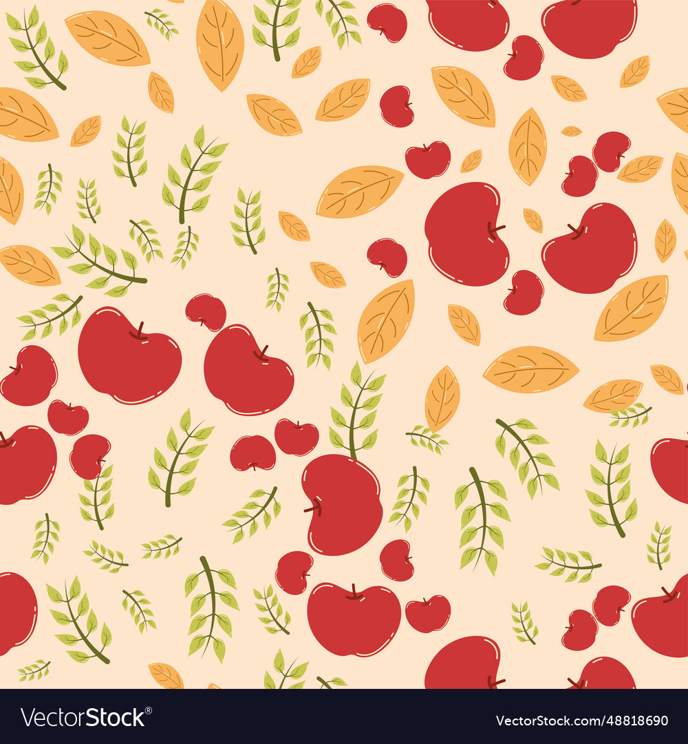 Autumn pattern background with seasonal objects