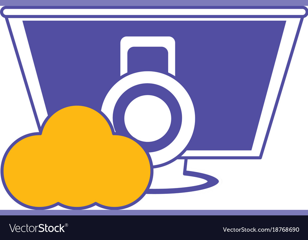Computer with padlock and cloud icon