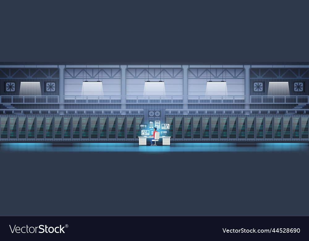 Data center room hosting server computer