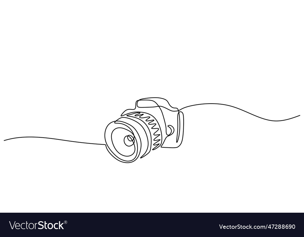 Dslr camera continuous one line drawing editable