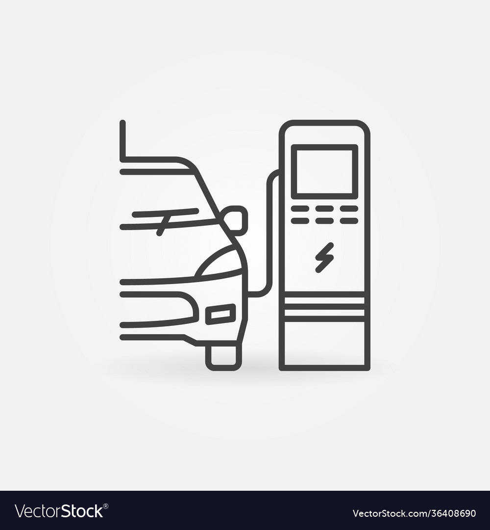 Electric car charging thin line concept