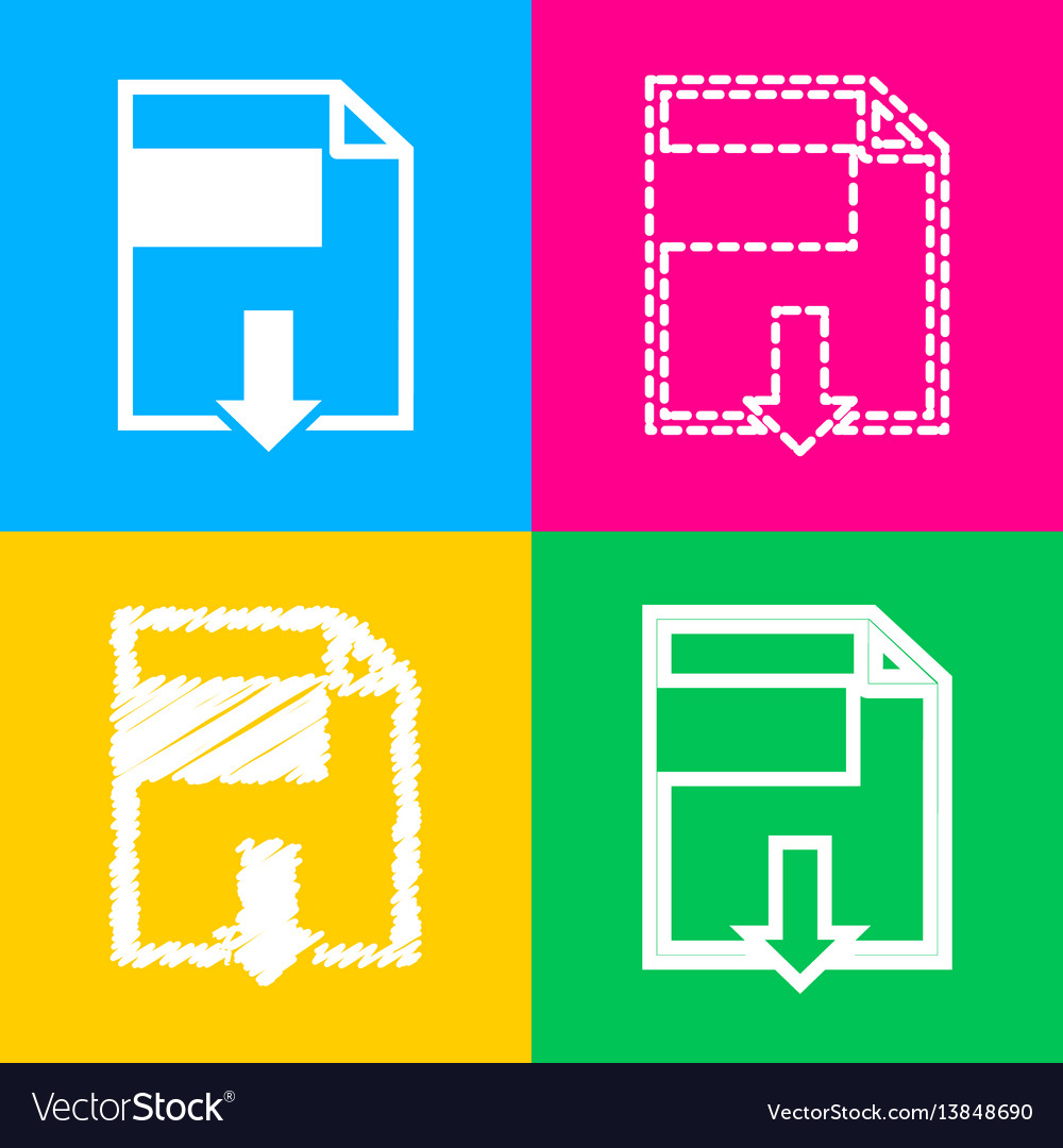 File download sign four styles of icon