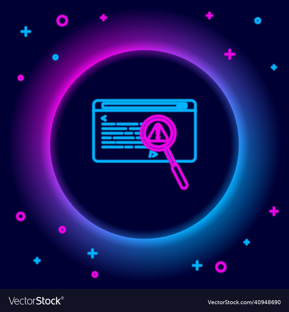 Glowing neon line system bug concept icon isolated vector image Glowing neon line system bug concept icon isolated