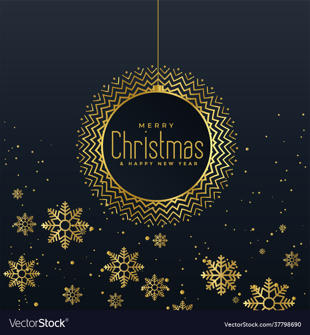 Golden snowflakes dark background design Vector Image