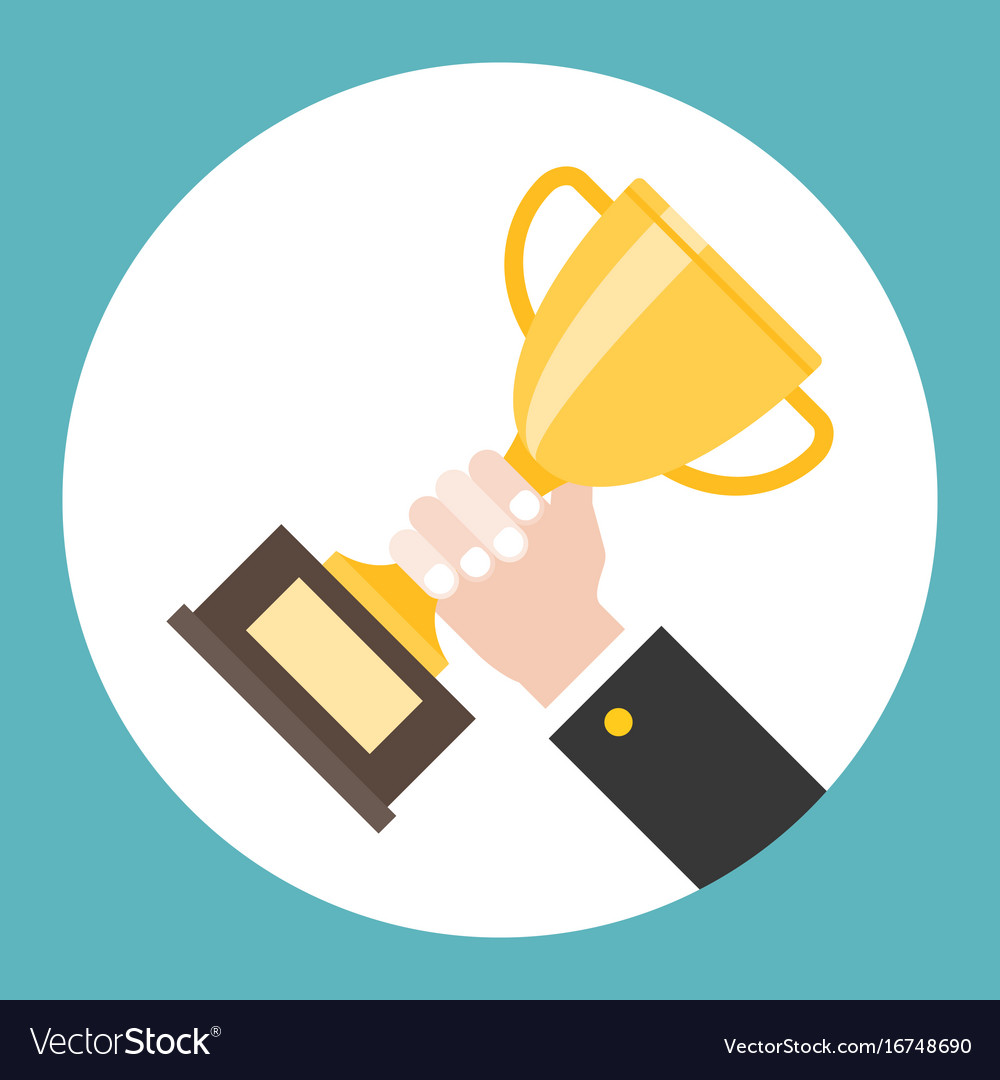 Hand Holding Trophy - Success Concept