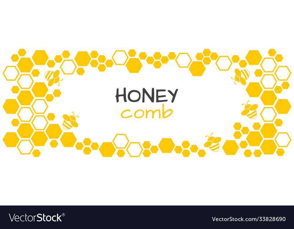 Honey abstract background with honeycomb and bee