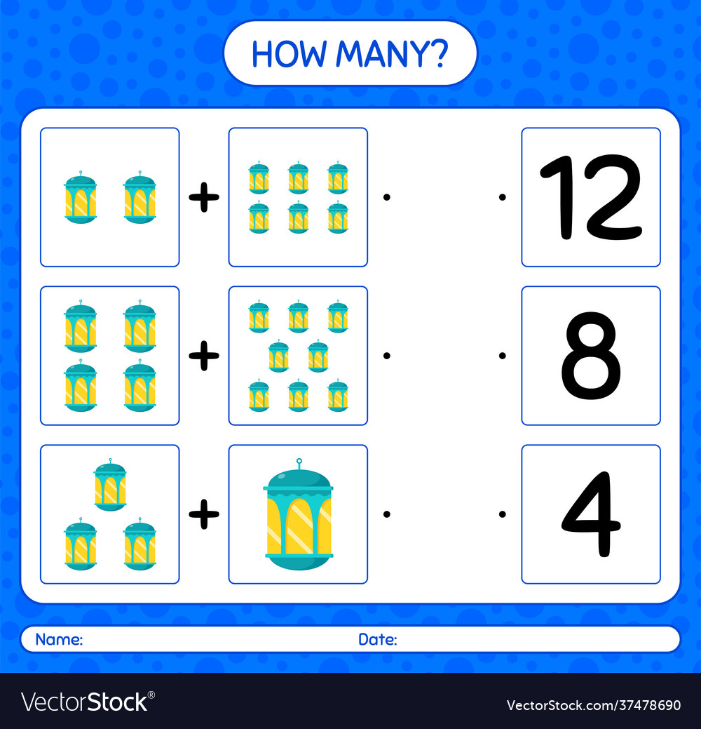 How many counting game with arabic lantern vector image How many counting game with arabic lantern