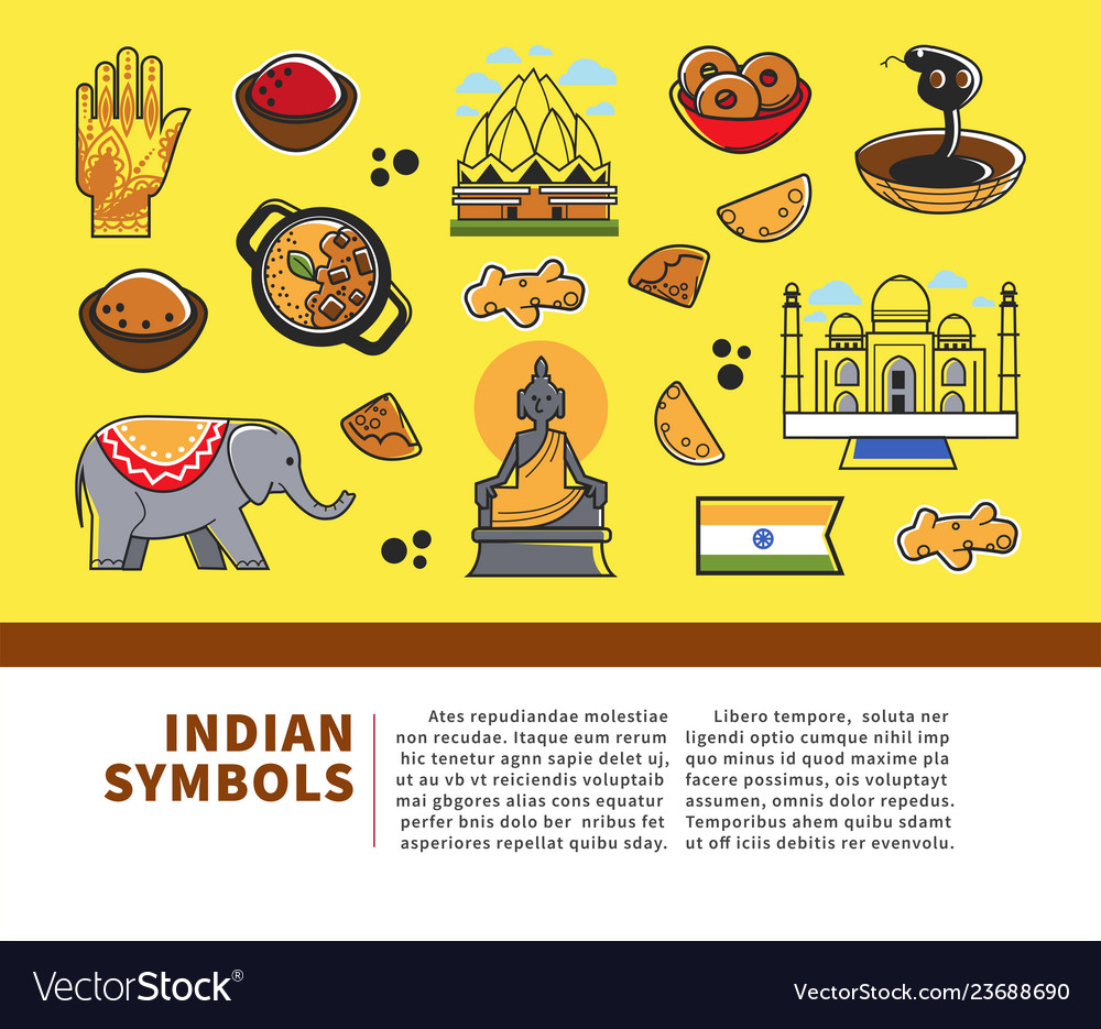 indian-culture-symbols-and-india-landmarks-vector-image