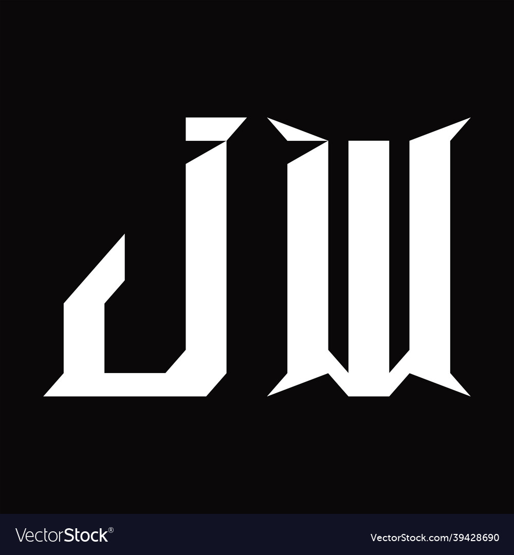 Jw logo monogram with slice shape design template