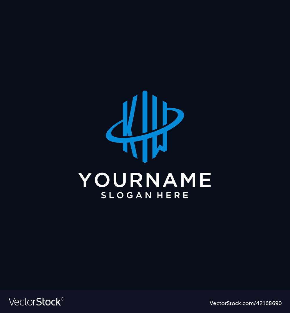 Kw initial monogram logo with hexagonal shape Vector Image Kw initial monogram logo with hexagonal shape