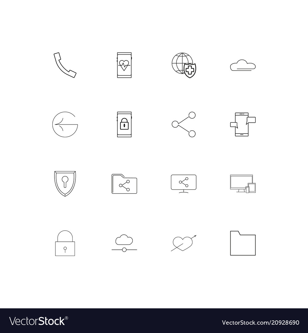 Network and database linear thin icons set