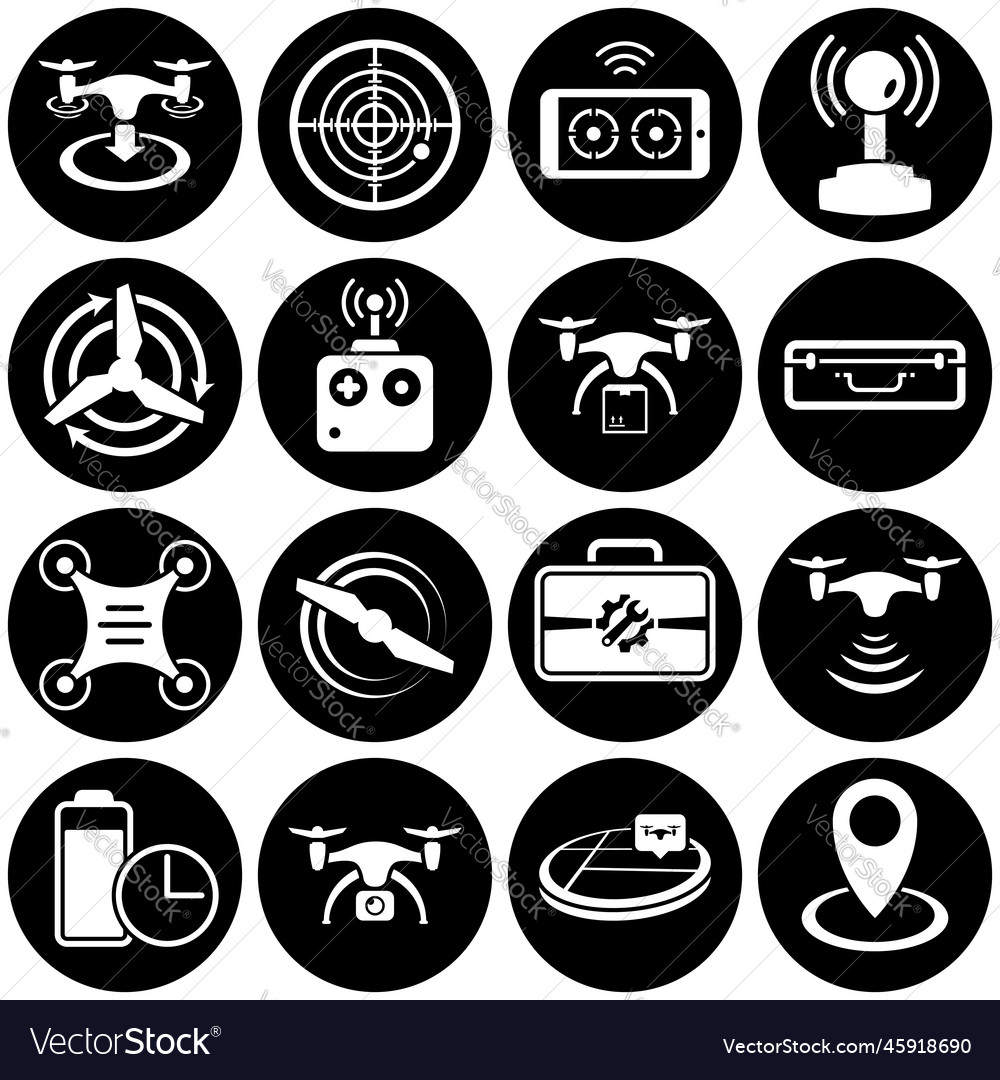 Set of simple icons on a theme drone design
