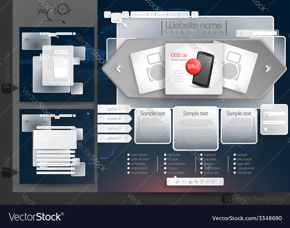 Website design template menu elements