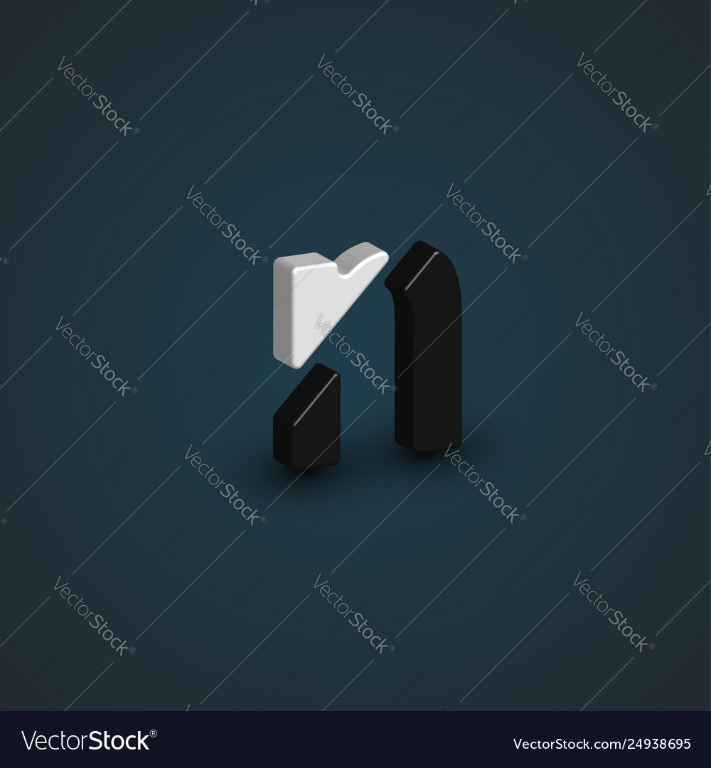 3d black and white character from a font set