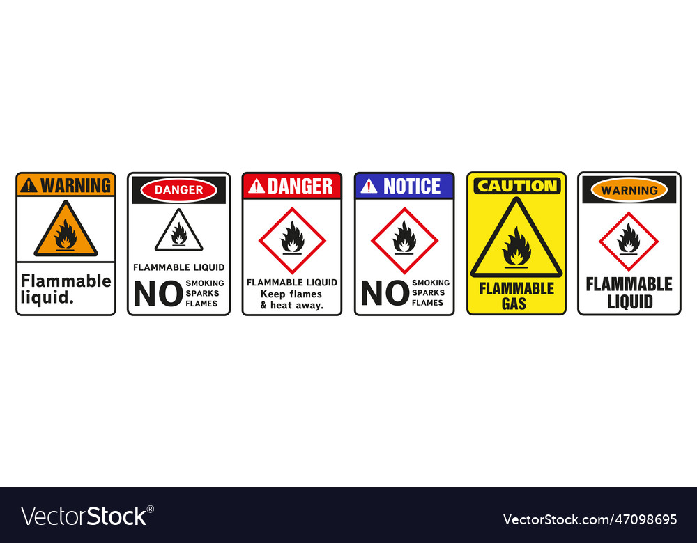 A set of labels for containers with hazardous