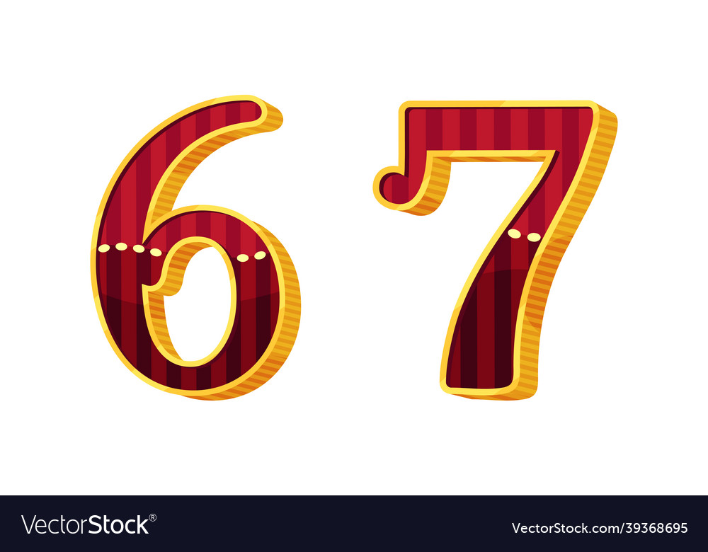 Broadway style number and numeral with red