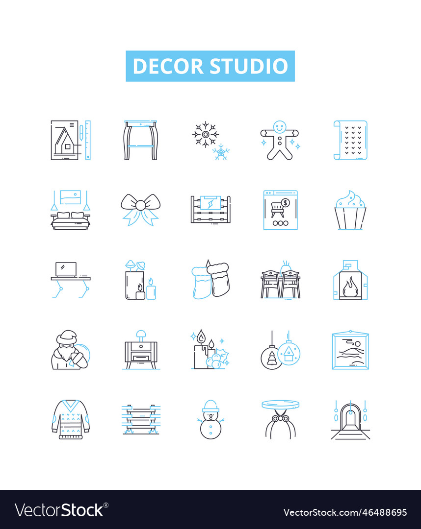 Decor studio line icons set