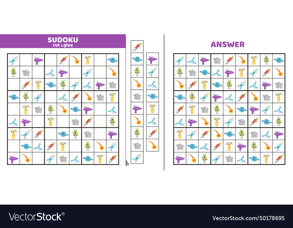 Hard sudoku with nine ufo elements game puzzle