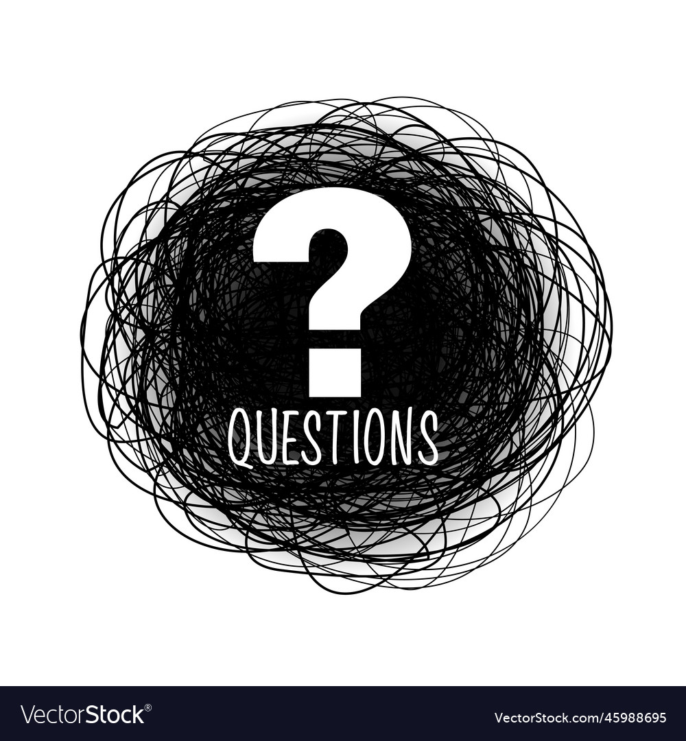 Help and support question mark scribble style