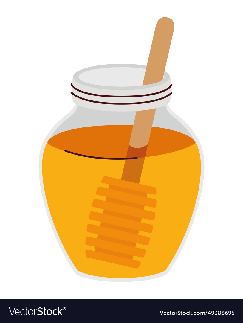 Honey pot with spoon Royalty Free Vector Image