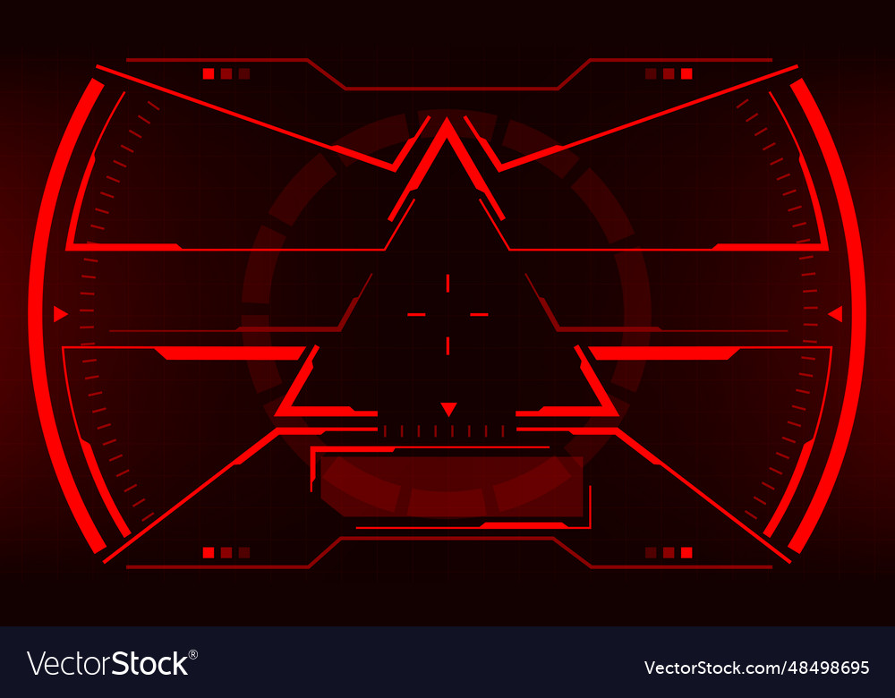 Hud sci-fi interface screen view red triangle vector image Hud sci-fi interface screen view red triangle