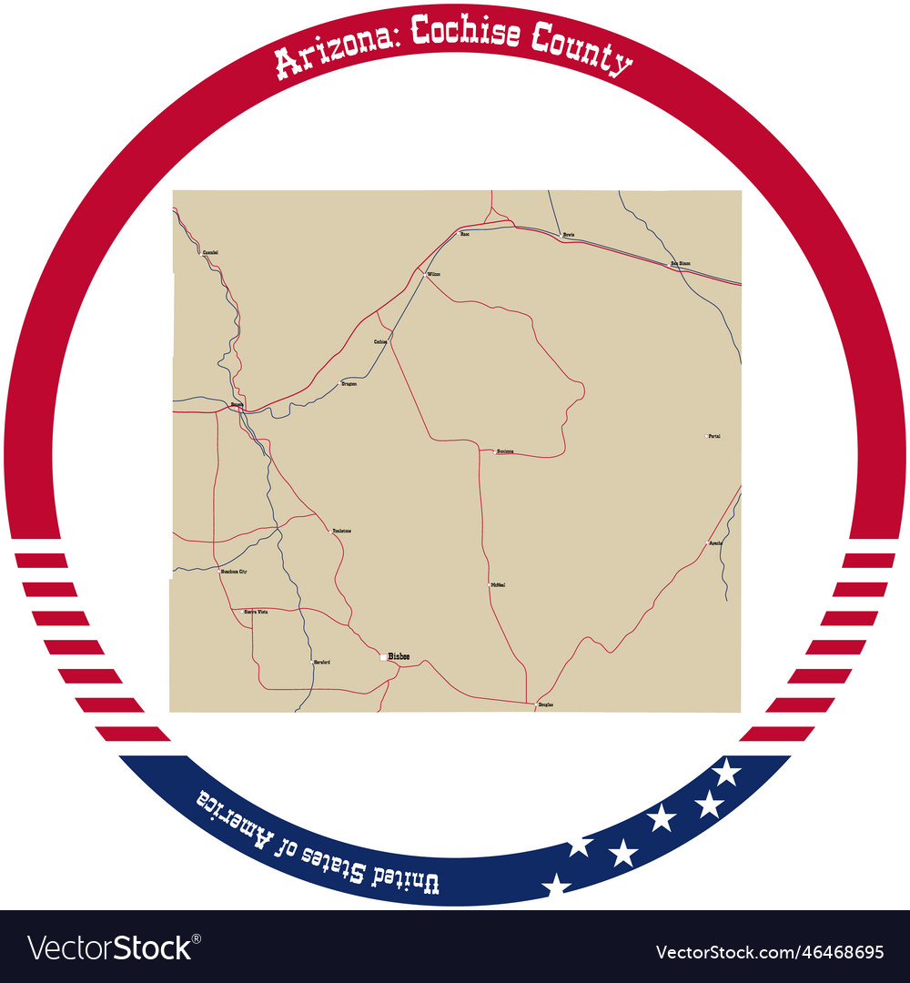 Map of cochise county in arizona usa Royalty Free Vector