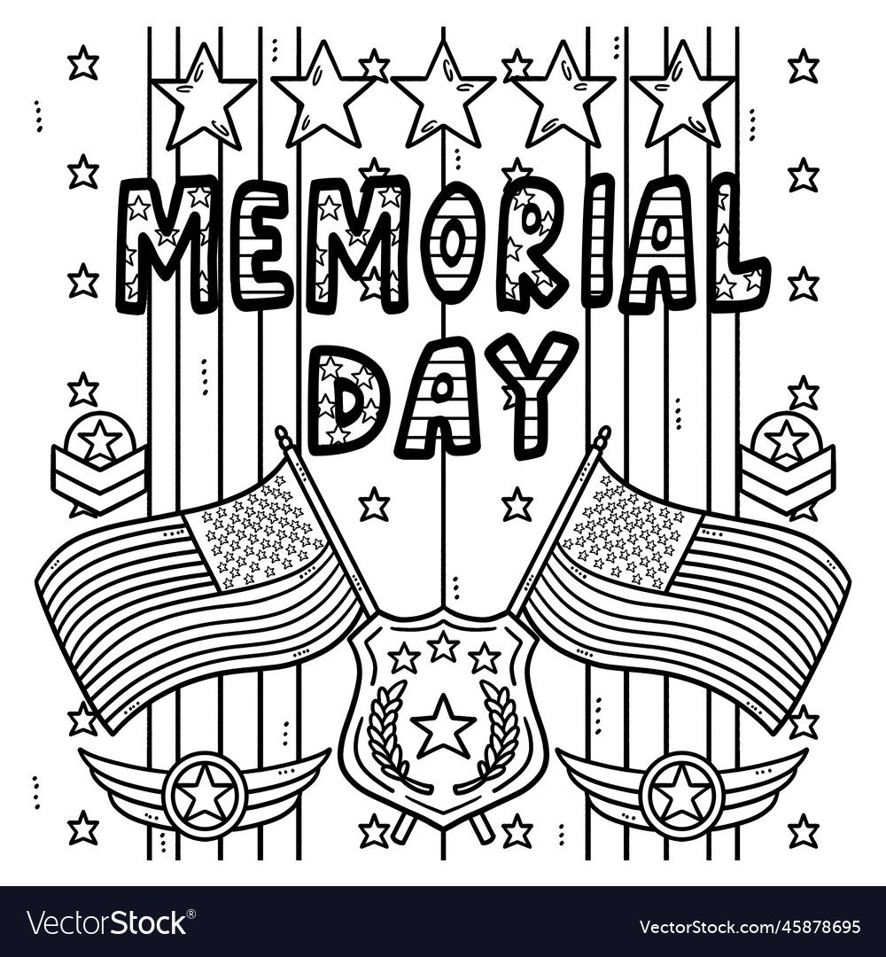 Memorial Day Coloring Page For Kids Royalty Free Vector