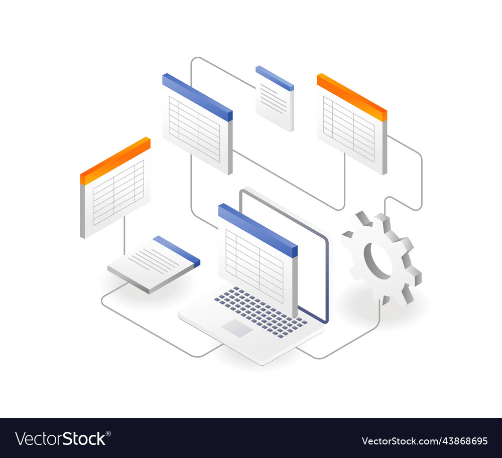 Network database process and settings vector image Network database process and settings