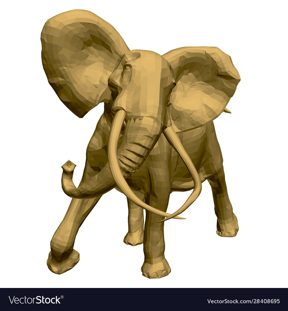 Polygonal golden elephant model