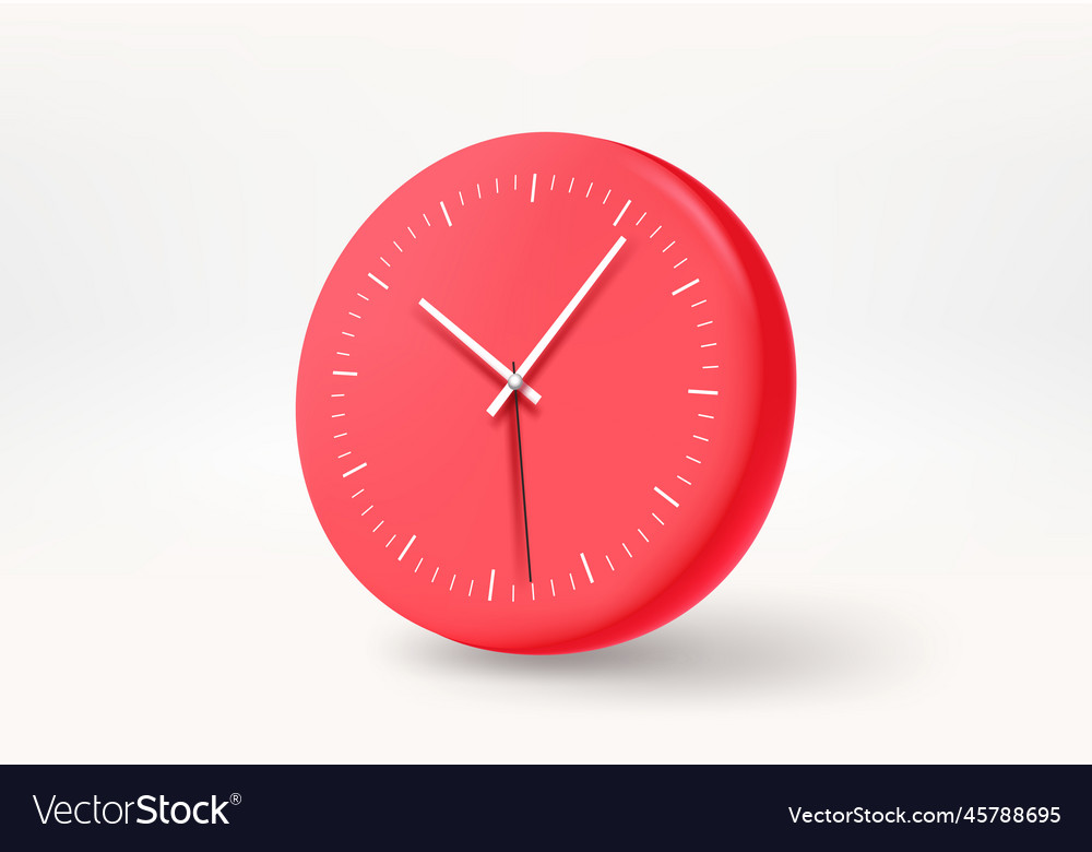 Red clock with white arrows 3d Royalty Free Vector Image