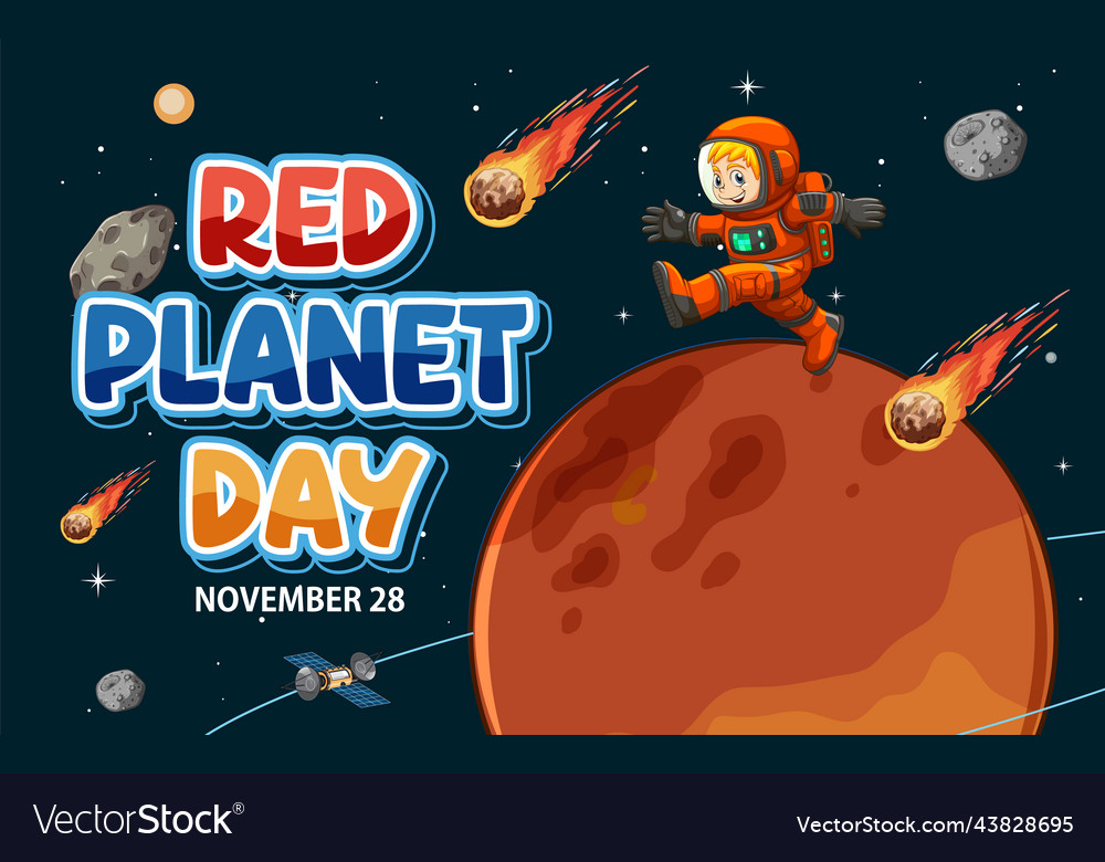 Red planet day banner design