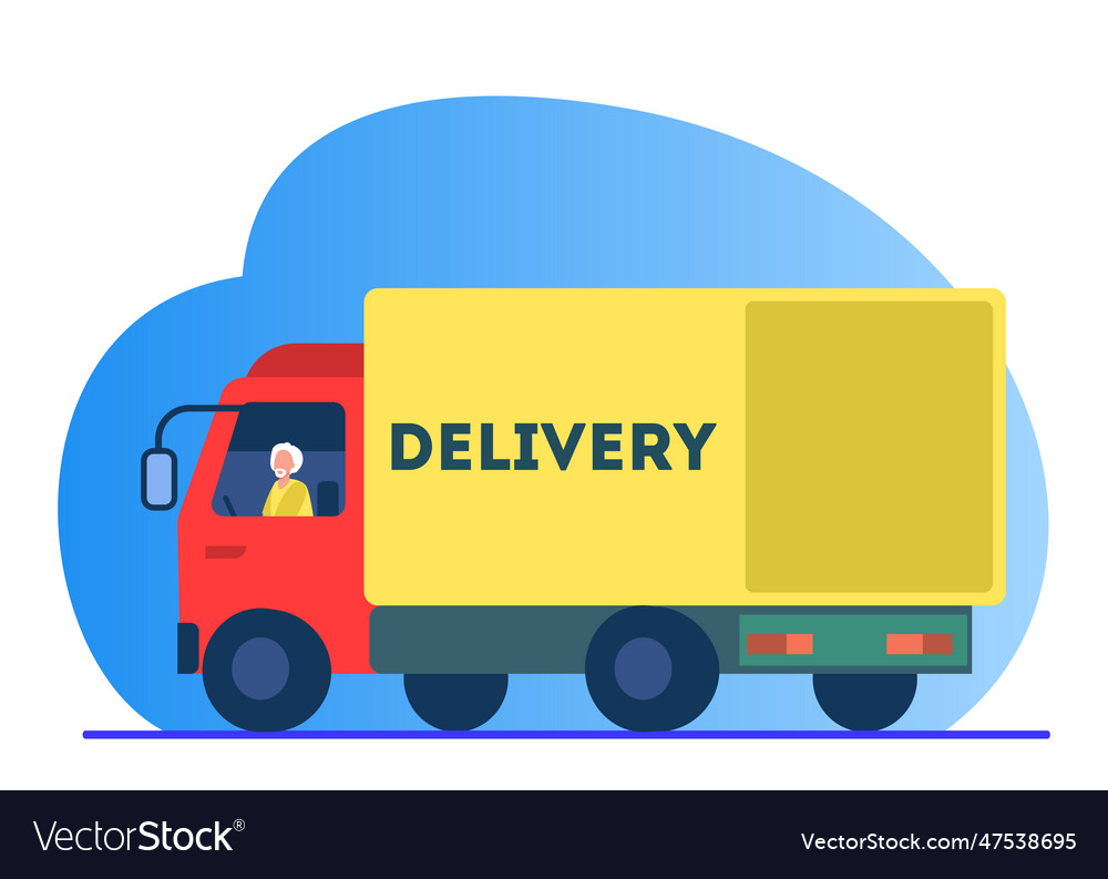 Senior driver sitting in truck Royalty Free Vector Image