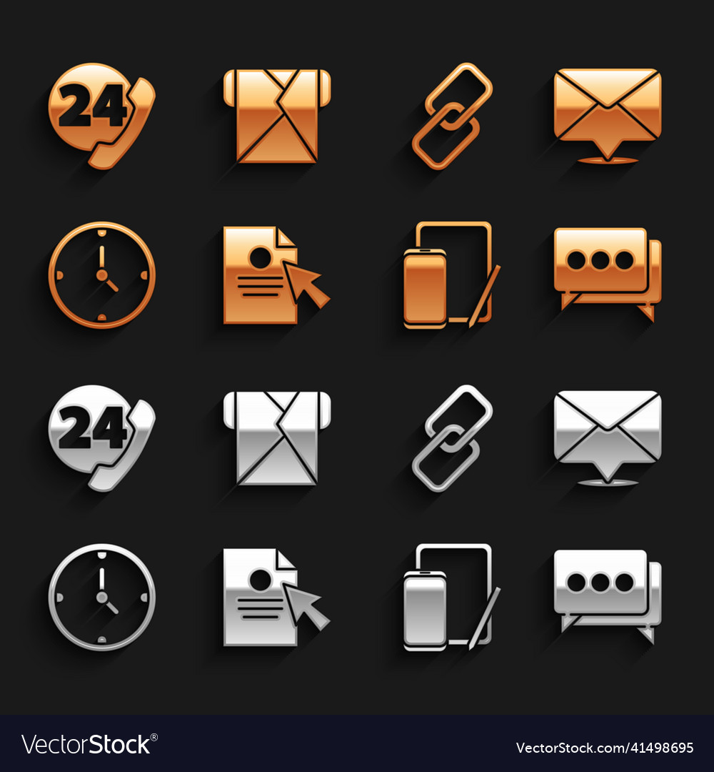 Set document and cursor envelope speech bubble