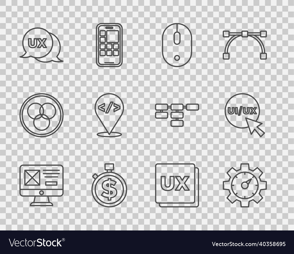 Set line ui oder ux design website statistic