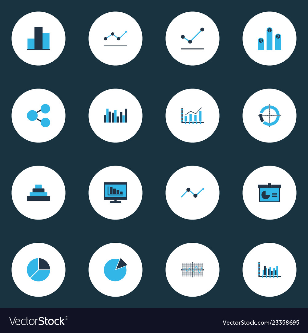 Set of graphs diagrams and statistics icons vector image Set of graphs diagrams and statistics icons
