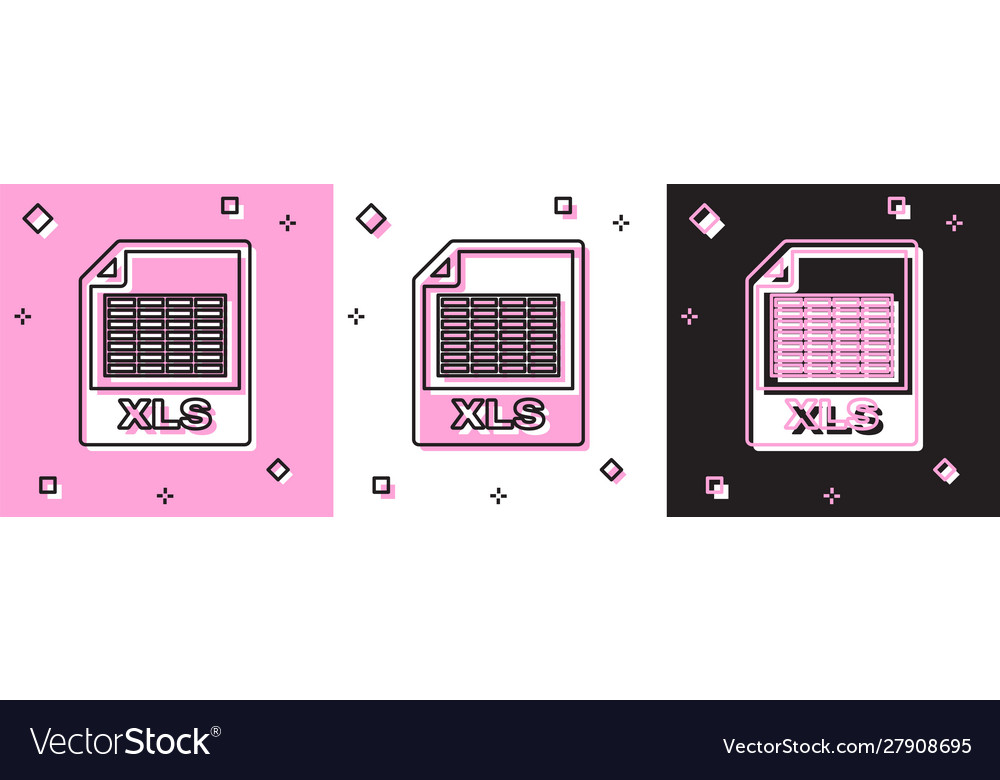Set xls file document download button icon vector image Set xls file document download button icon
