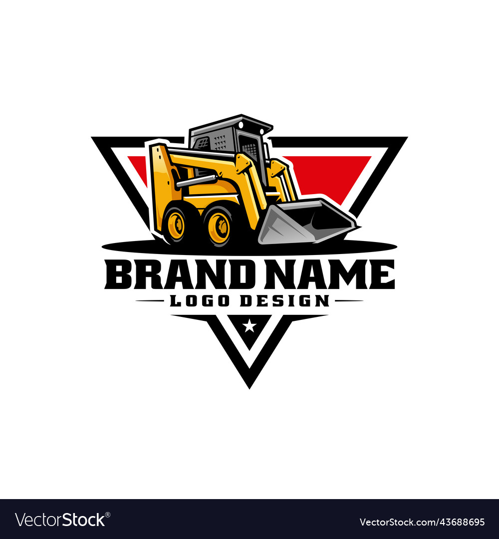 Skid steer loader heavy construction machine logo Vector Image