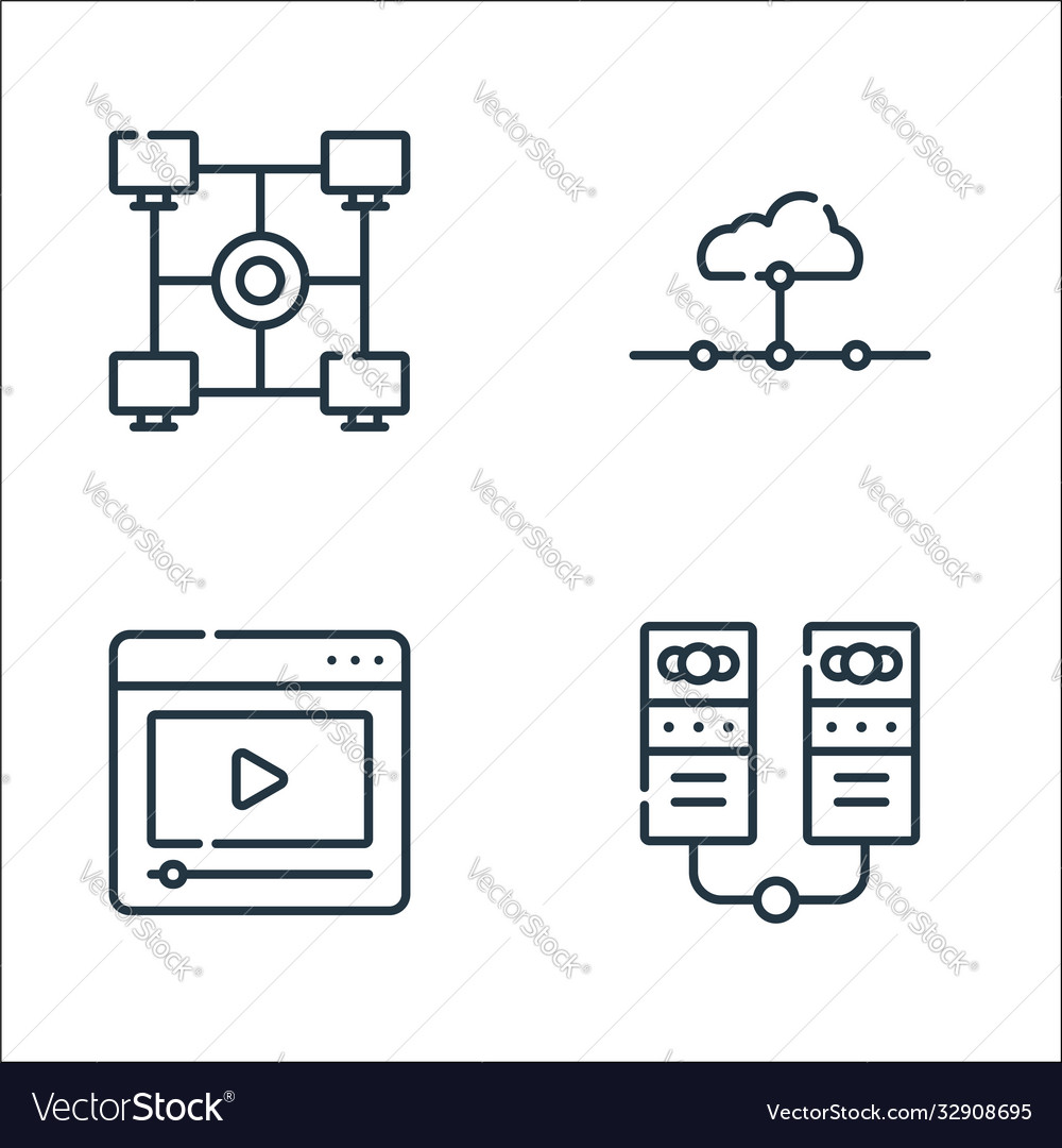Telecommuting line icons linear set quality Vector Image Telecommuting line icons linear set quality
