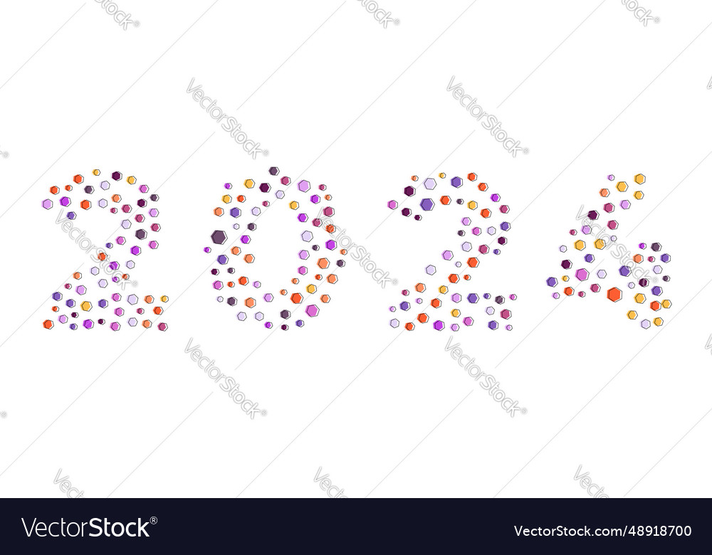 2024 number with pattern shapes for happy new year