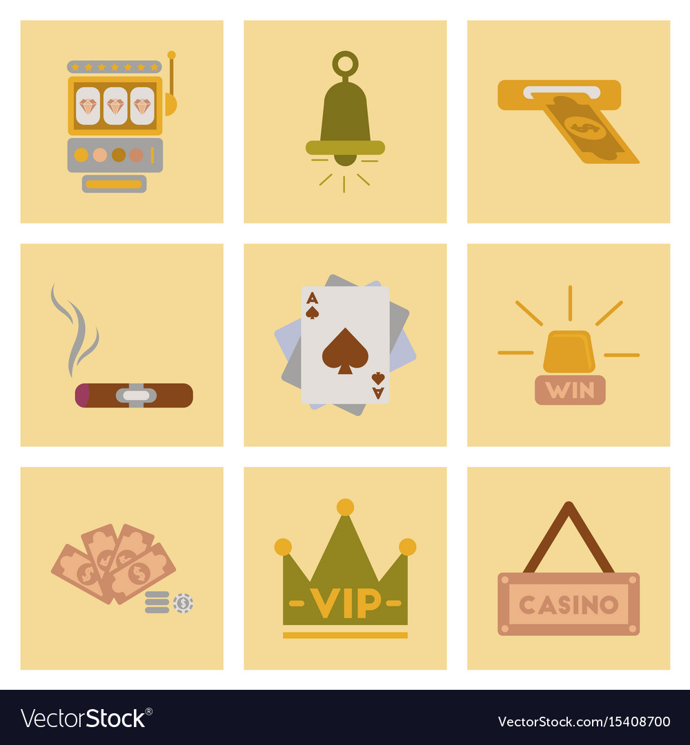 Assembly flat icons poker game