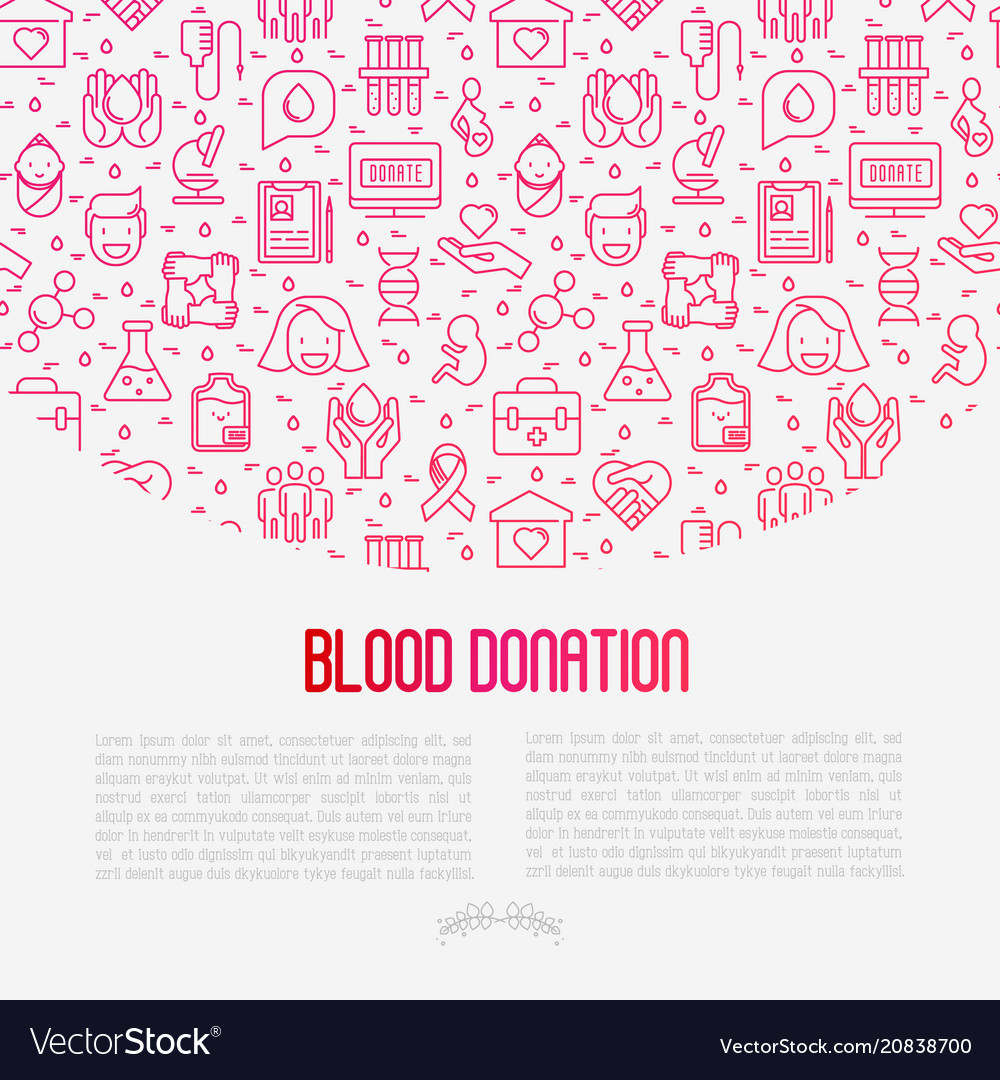 Blood donation concept with thin line icons