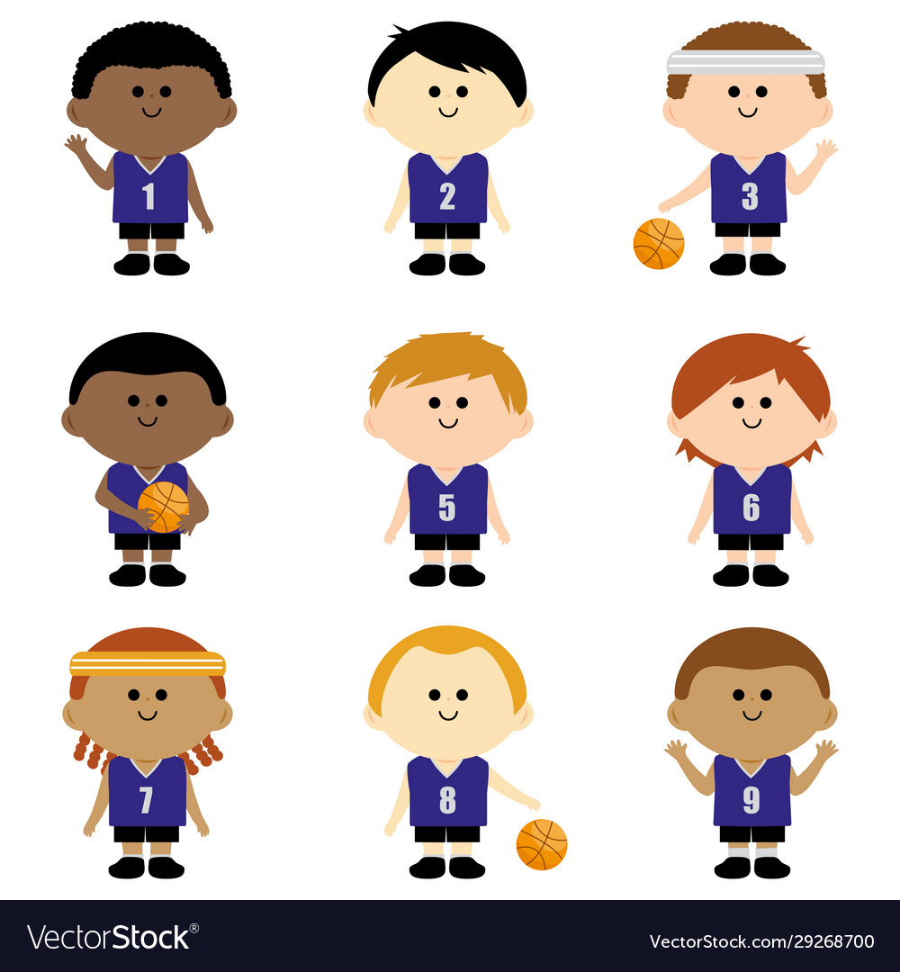 Children basketball players team