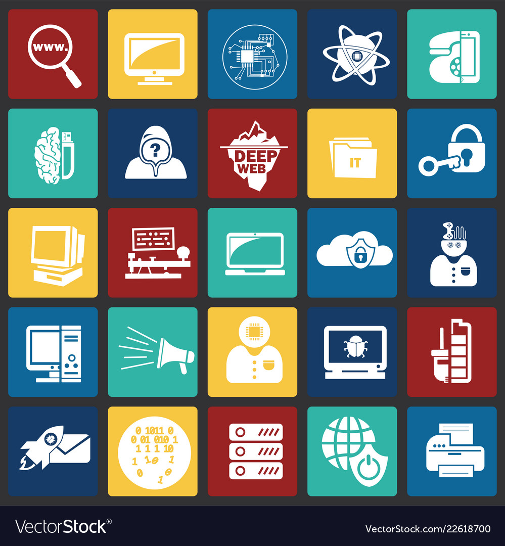 Computer and internet technologies set on color Vector Image Computer and internet technologies set on color