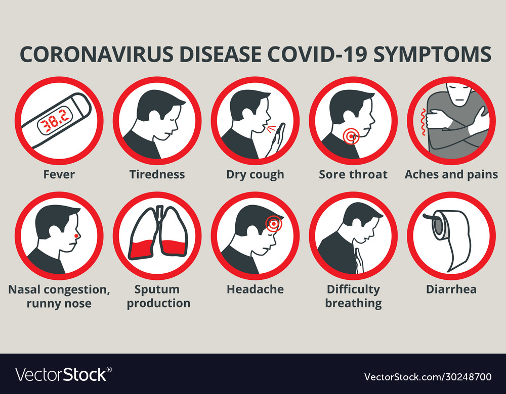 Coronavirus disease covid-19 symptoms infographic Vector Image