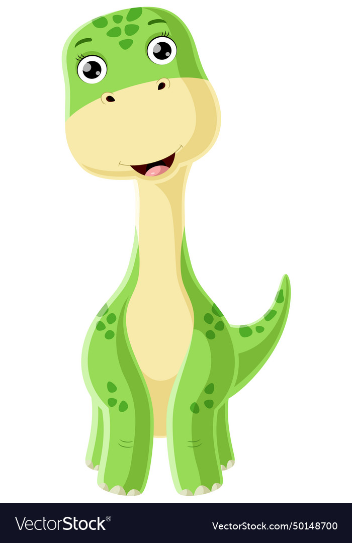 Cute baby brontosaurus dinosaur cartoon sitting Vector Image