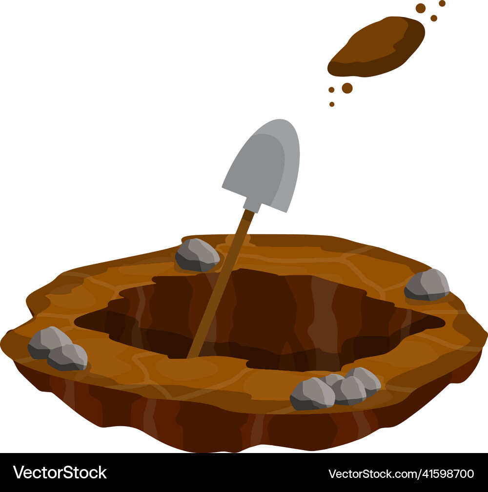 Digging a hole shovel and dry brown earth Vector Image