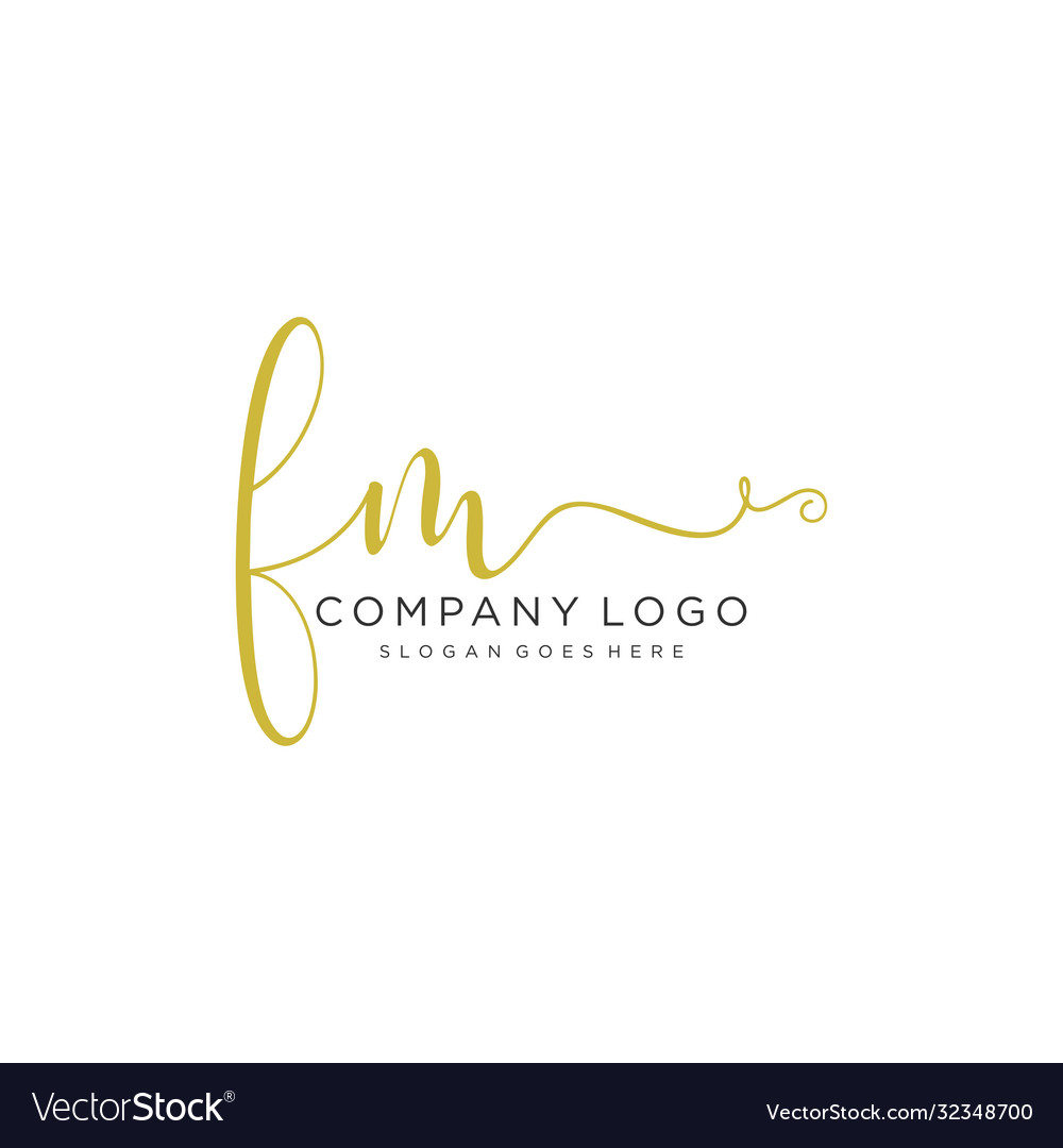 Fm initial handwriting logo design Royalty Free Vector Image