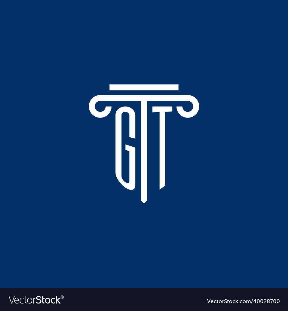 Gt initial logo monogram with simple pillar icon