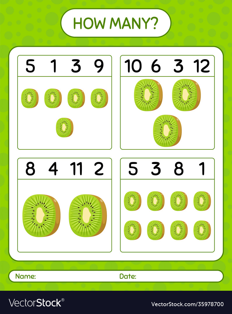 How many counting game with kiwi worksheet